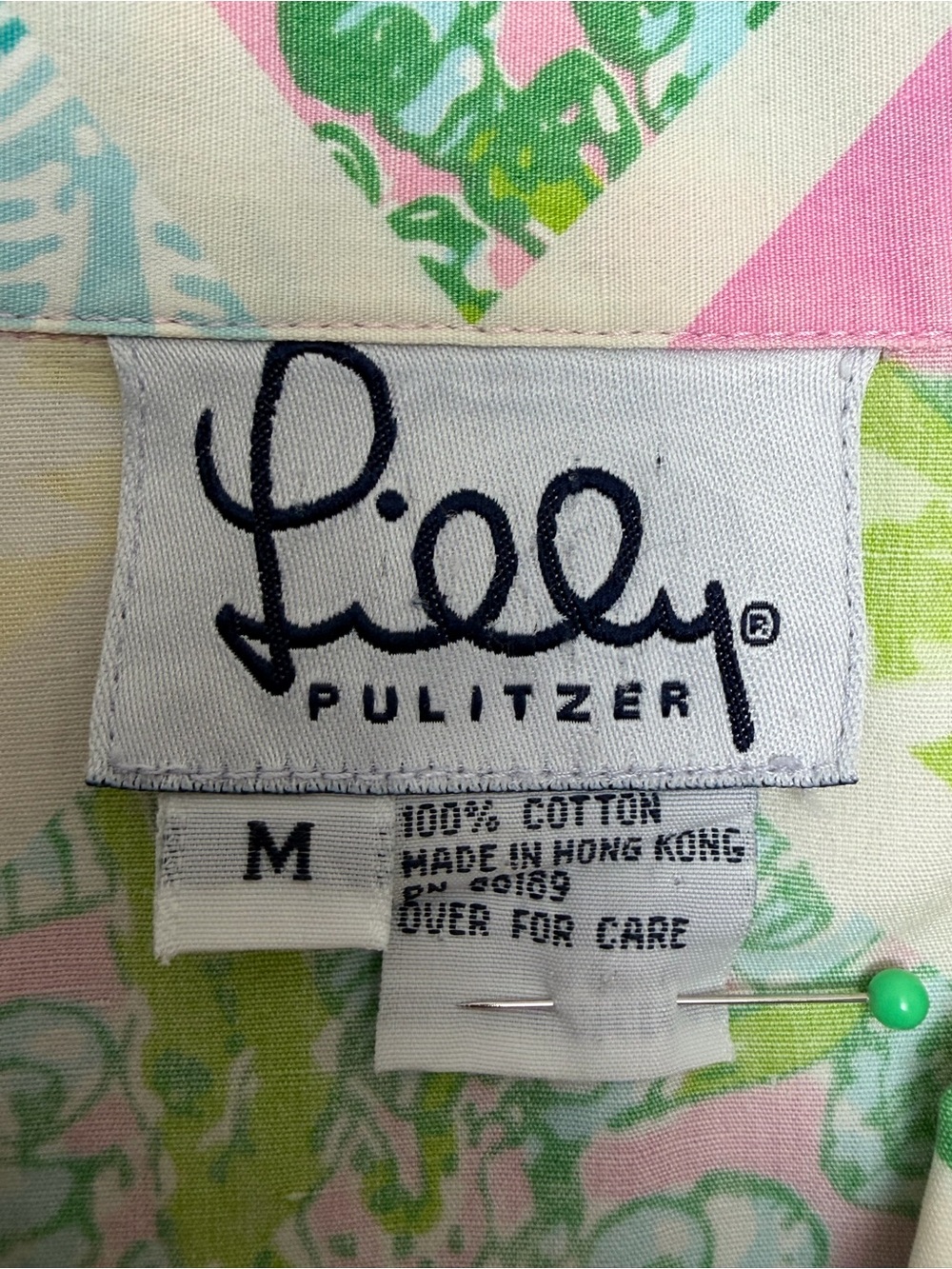 Vintage Lilly Pulitzer Cotton Patchwork Tropical Print Button Front Shirt M - Picture 2 of 15